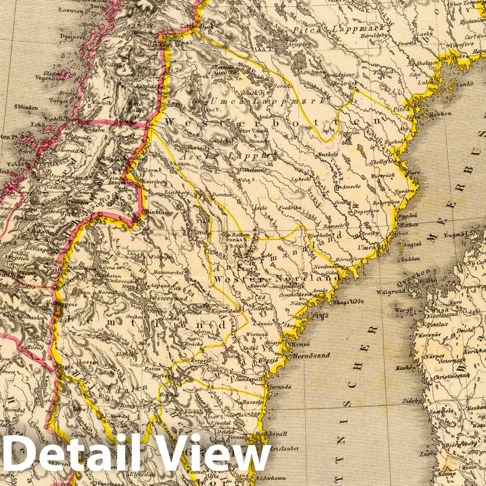 Sweden, Norway, and Iceland - Railroad Map, 1865