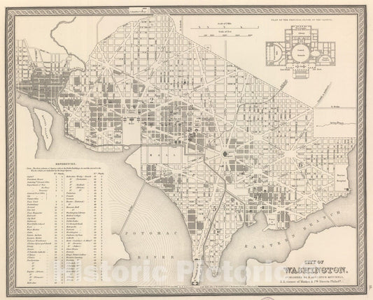 Historic Map : 1848 City of Washington. - Vintage Wall Art