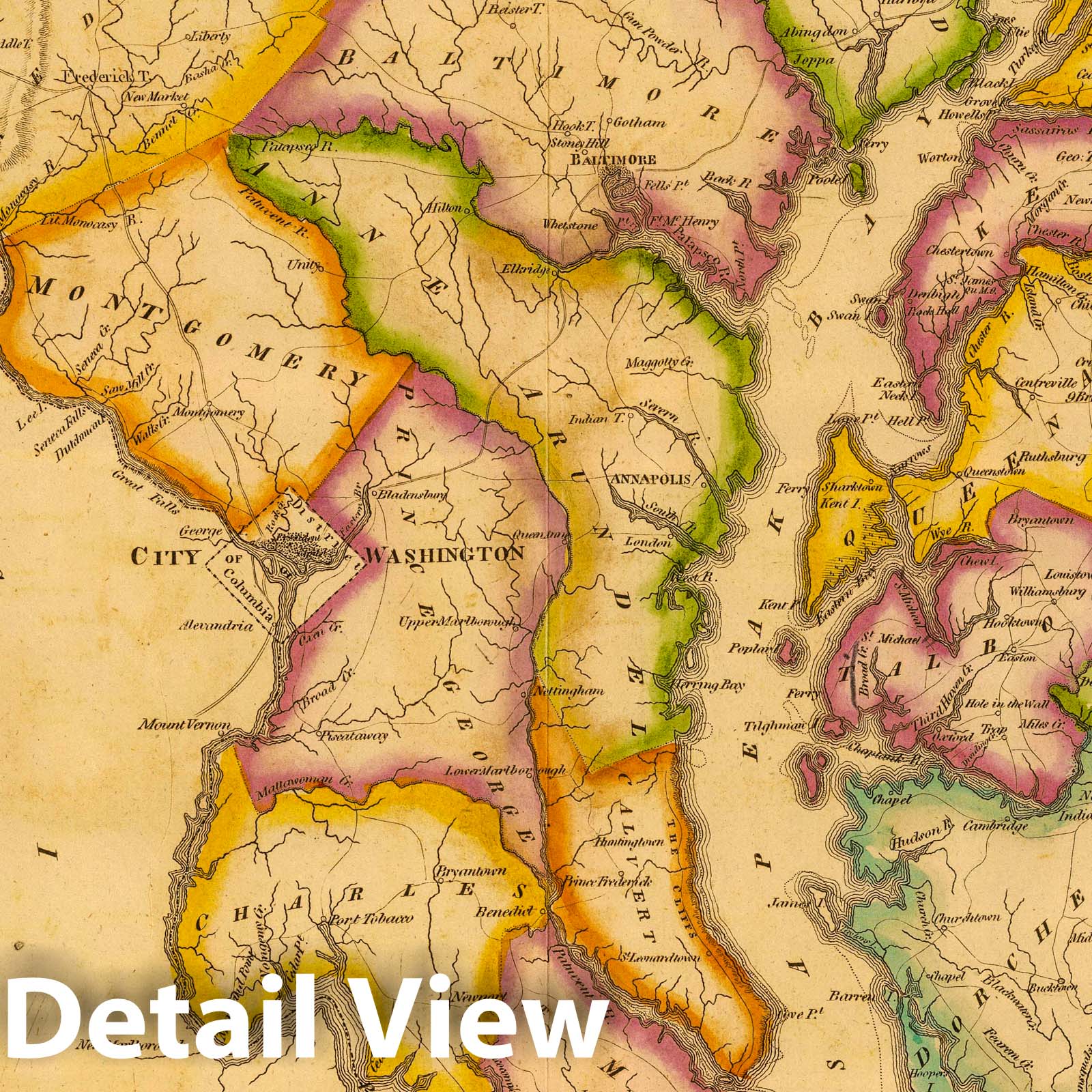 Maryland - Road Map, 1822 - Historical Map Print