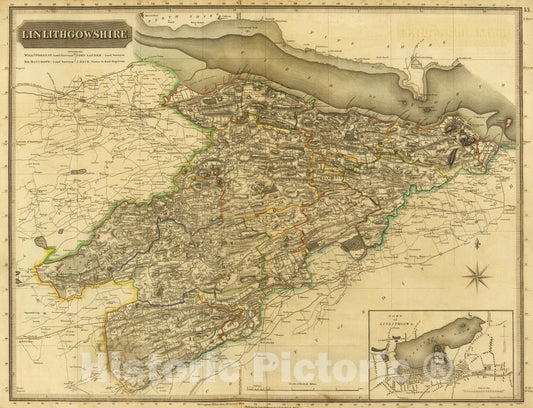 Historic Map : National Atlas - 1832 Linlithgowshire. - Vintage Wall Art
