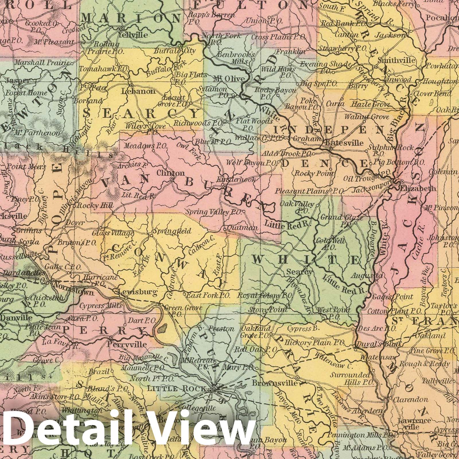 Arkansas - Railroad Map, 1859 - Historical Map Reproduction