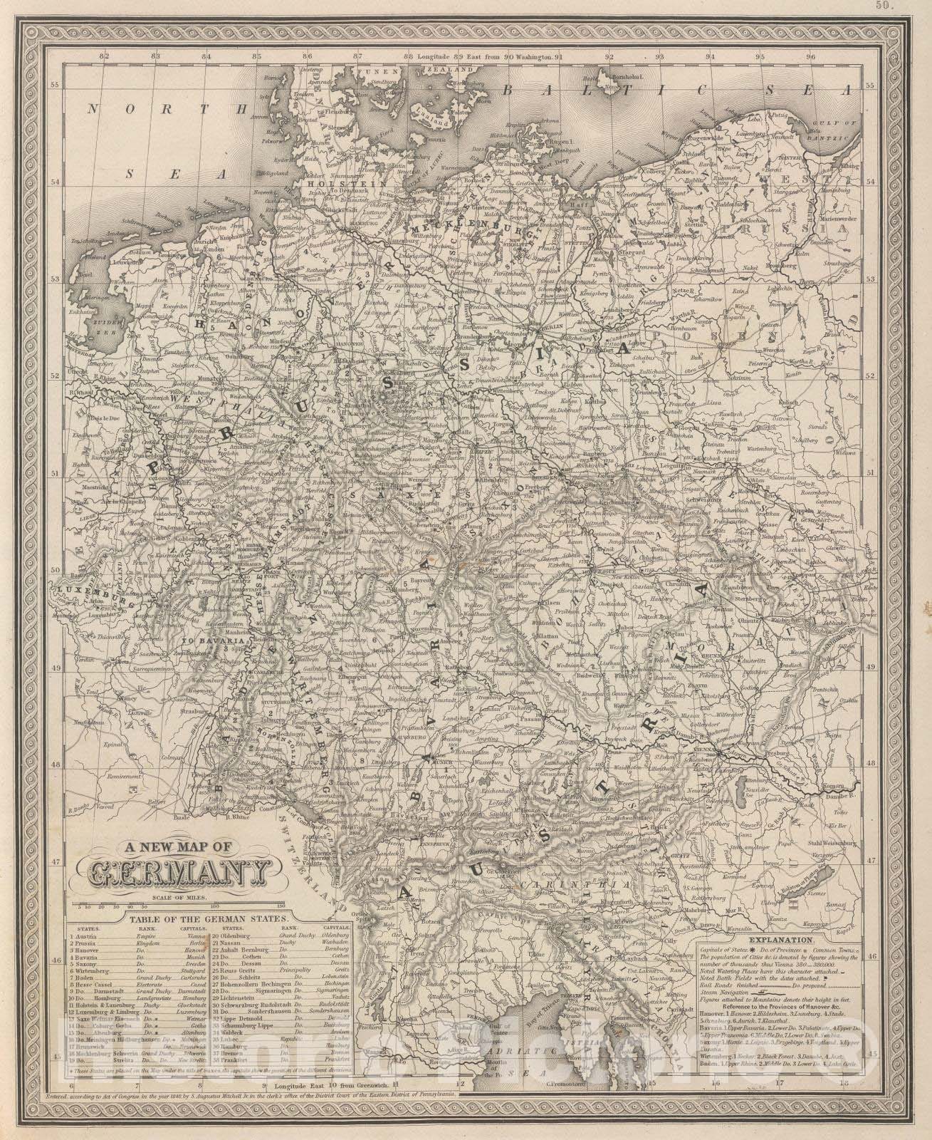 Historic Map : 1848 Germany. v1 - Vintage Wall Art