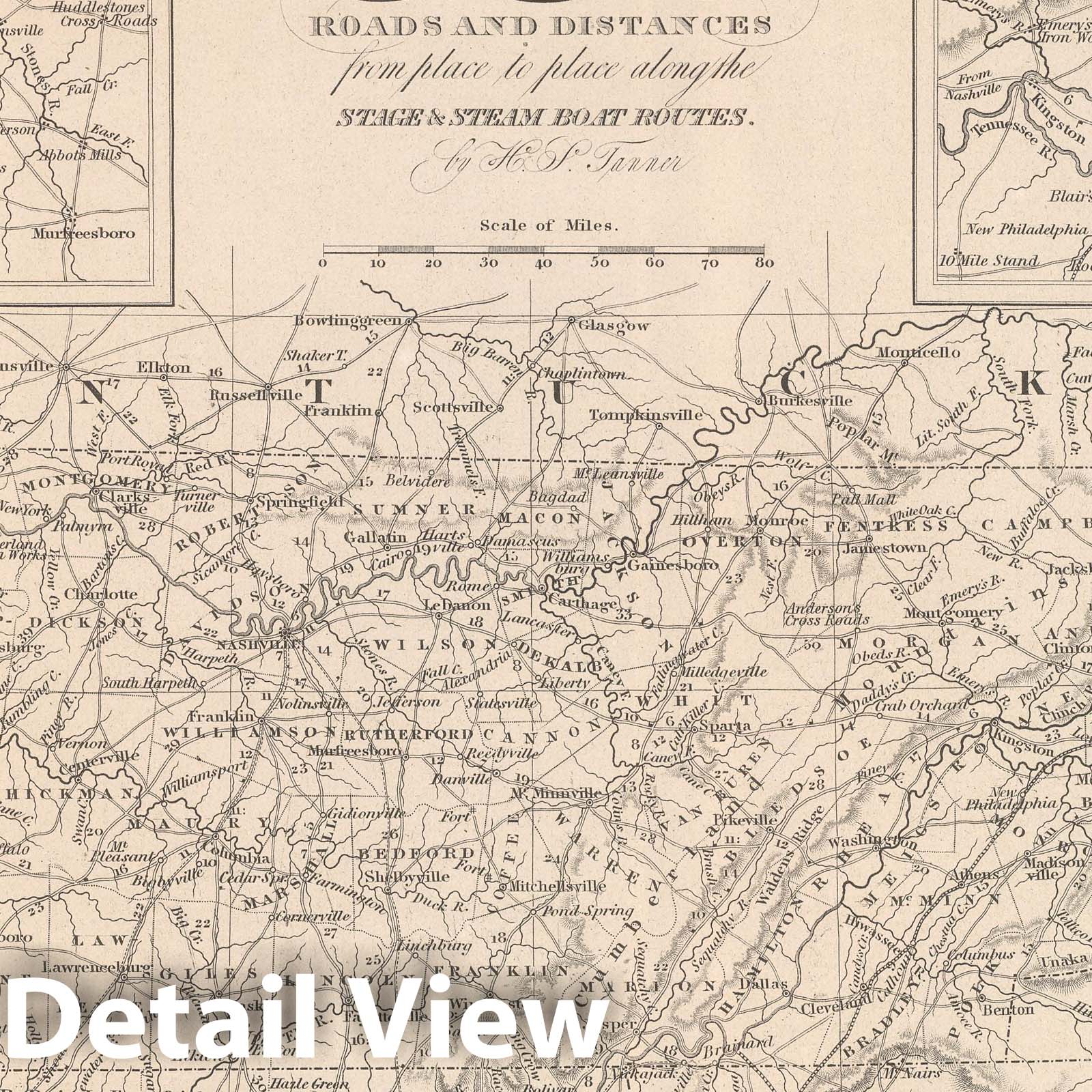 Tennessee - Railroad Map, 1848 - Historical Map Print