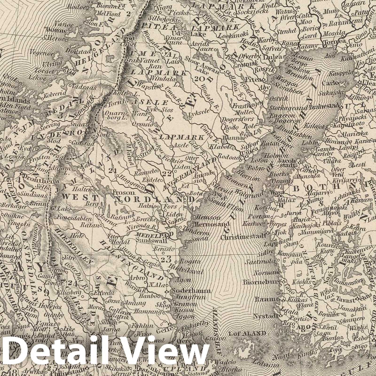 Sweden and Norway, 1848 - Historical Map Print