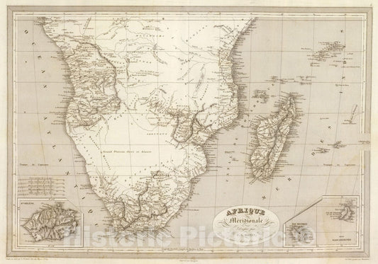 Historic Map : Madagascar, 1837 Afrique Meridionale. , Vintage Wall Art