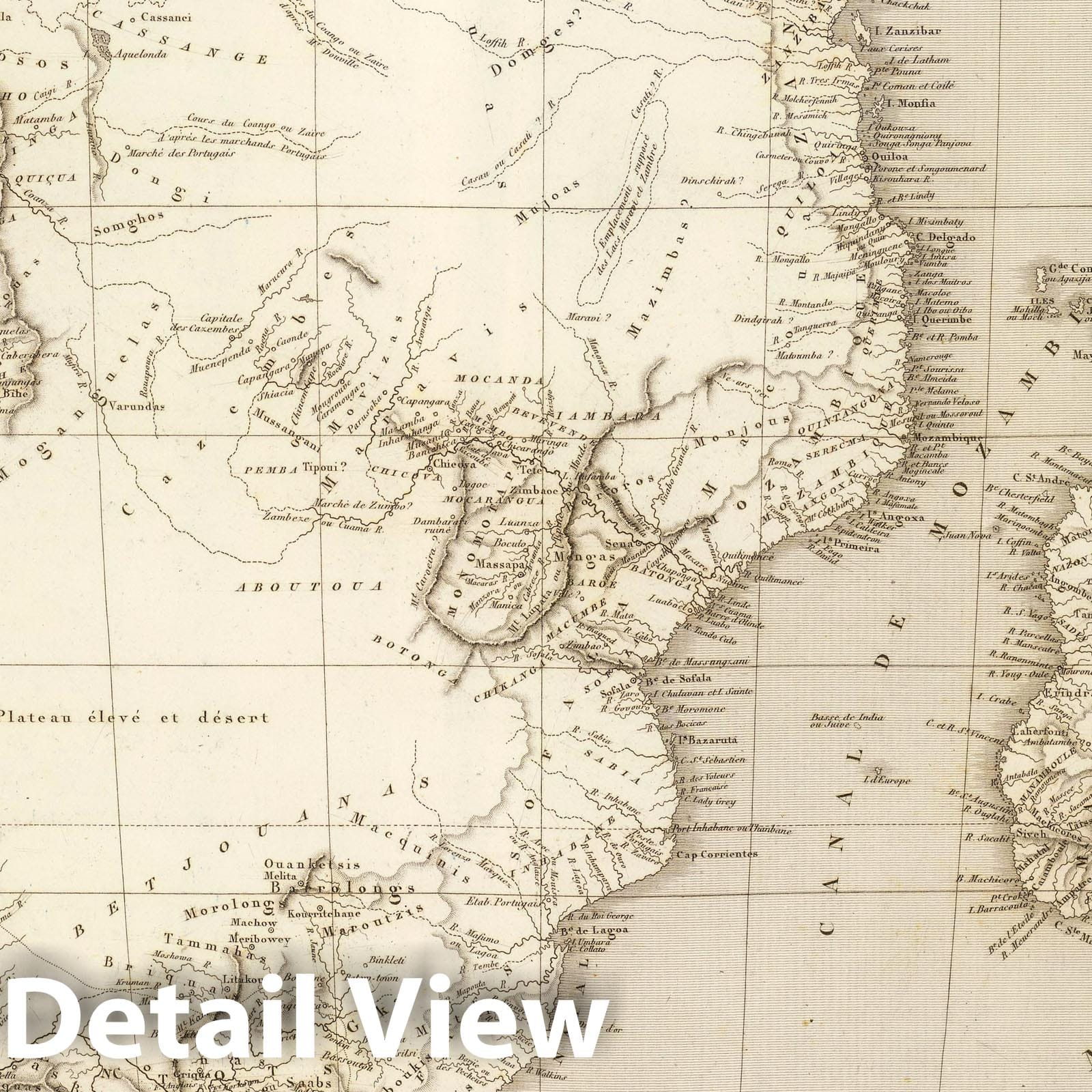 Southern Africa and Madagascar - River Map, 1837 - Historical Map Print