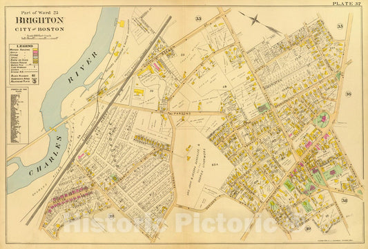 Historic Map : City Atlas - 1899 37. Ward 25 Brighton. - Vintage Wall Art