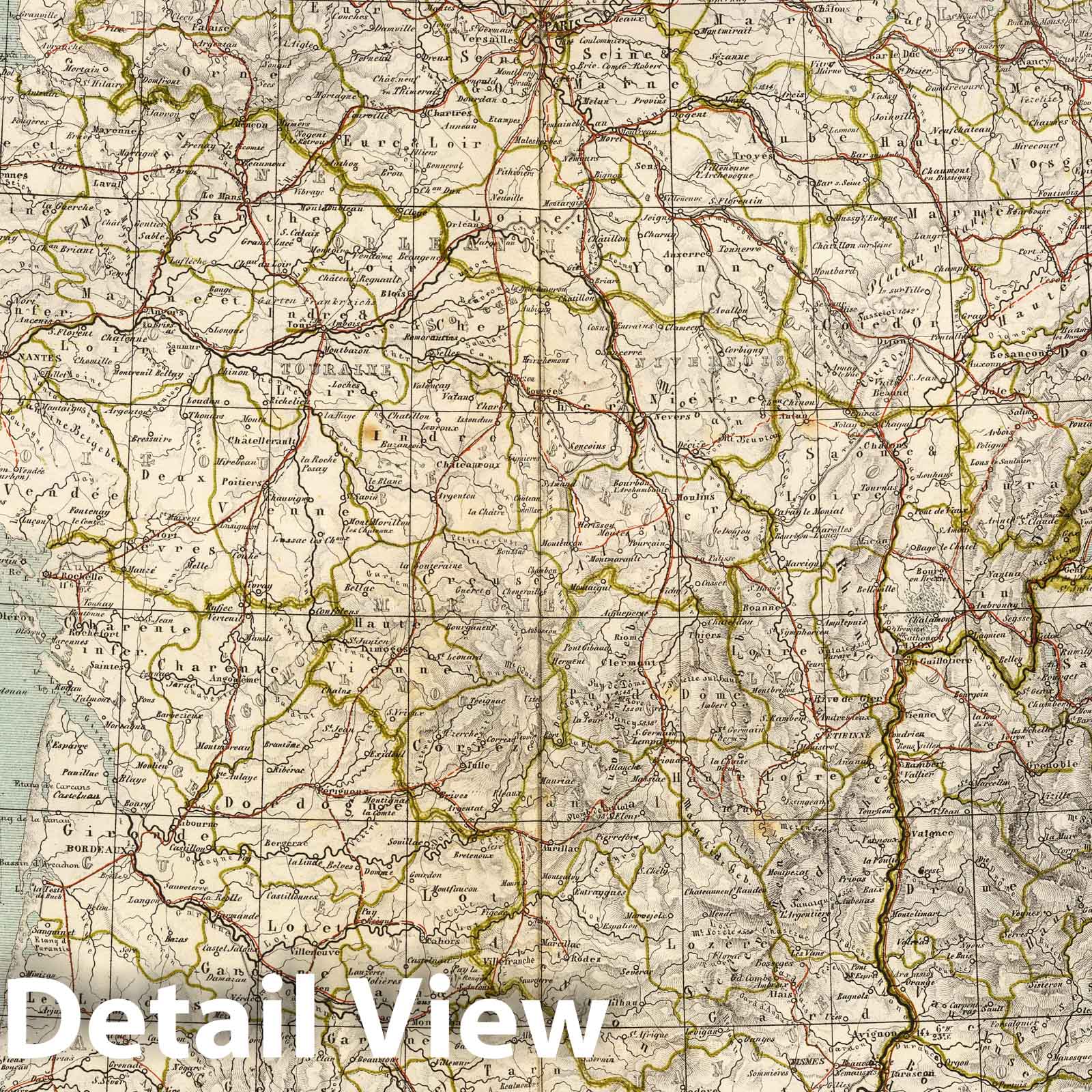 France - Railroad Map, 1864 - Historical Map Print
