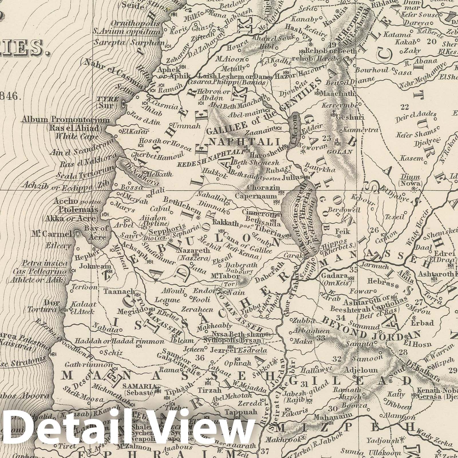 Palestine and Adjacent Countries, 1848 - Historical Map Print