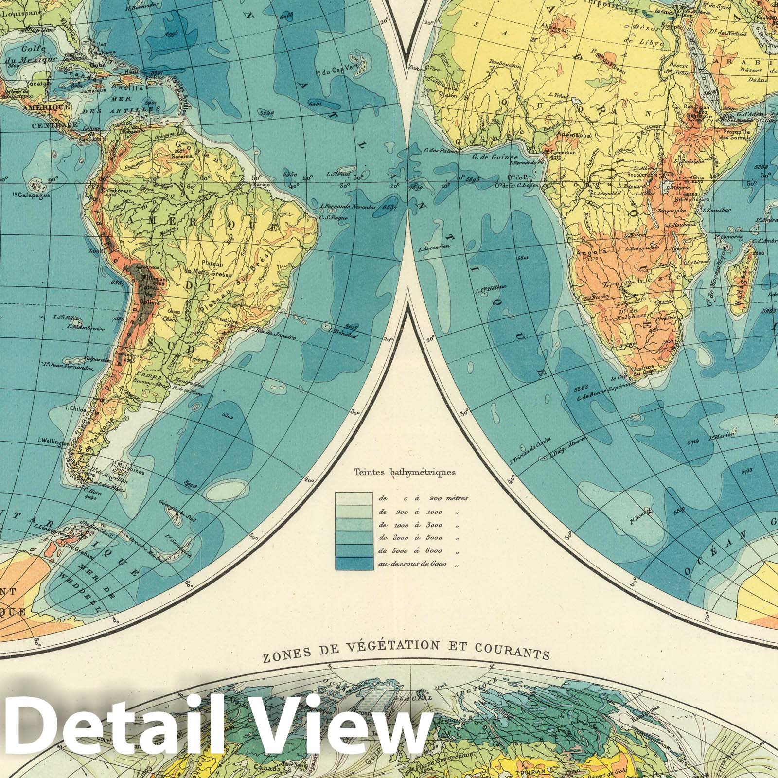 World - Climate and Vegetation Map, 1931 - Historical Map Print