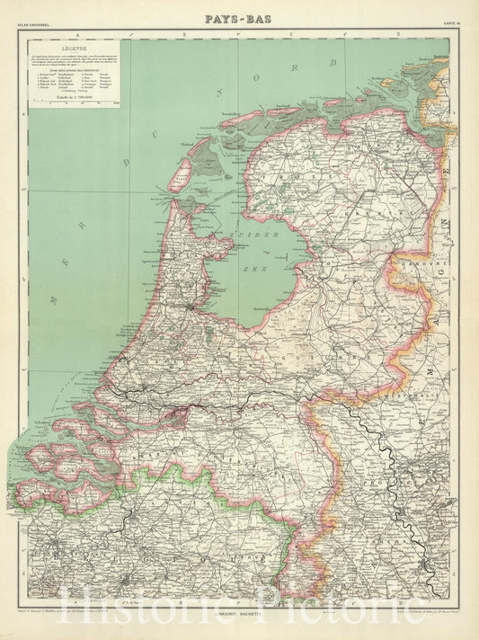 Historic Map : Netherlands, 1930 Pays-Bas. , Vintage Wall Art