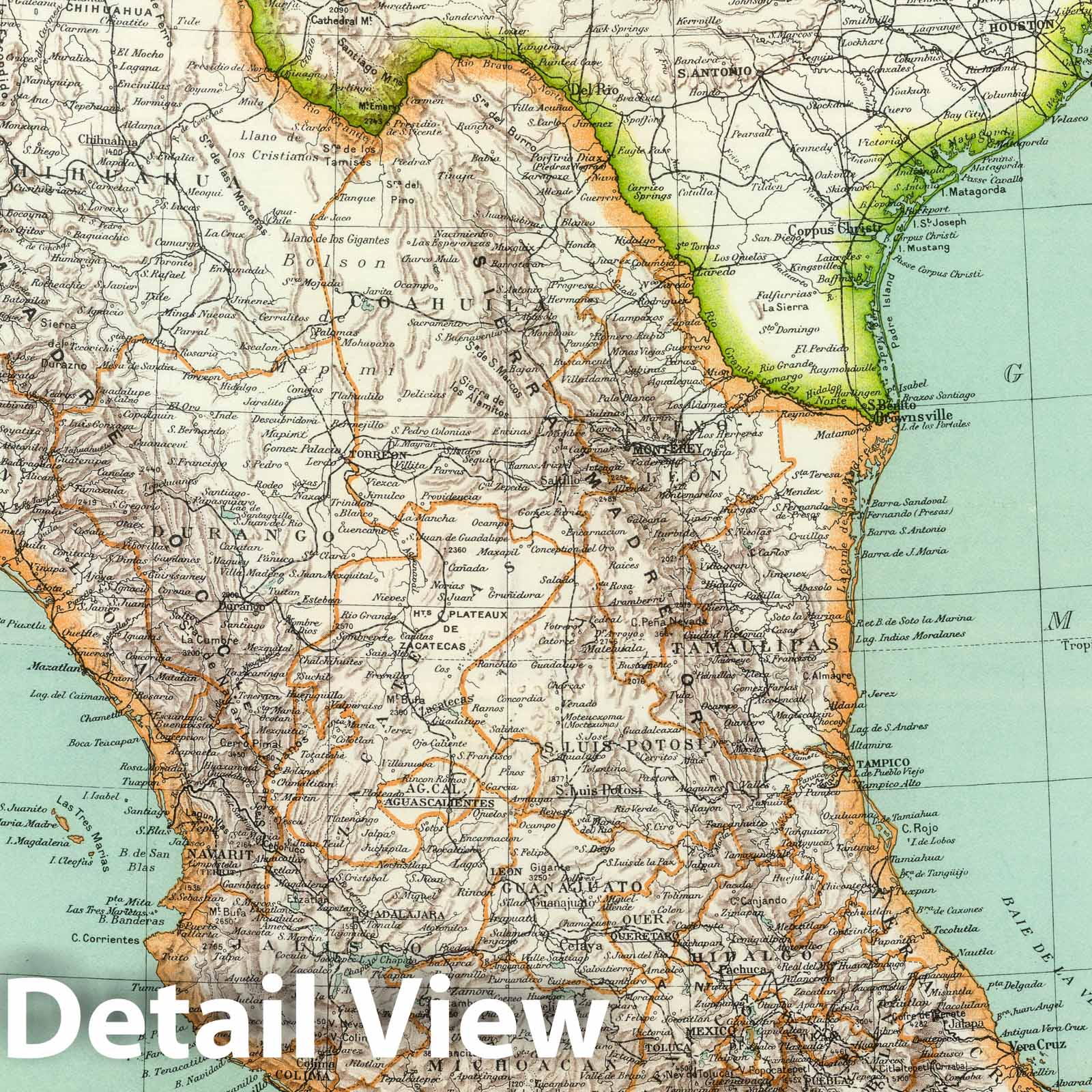 Mexico and Guatemala - Boundary Map, 1937 - Historical Map Print