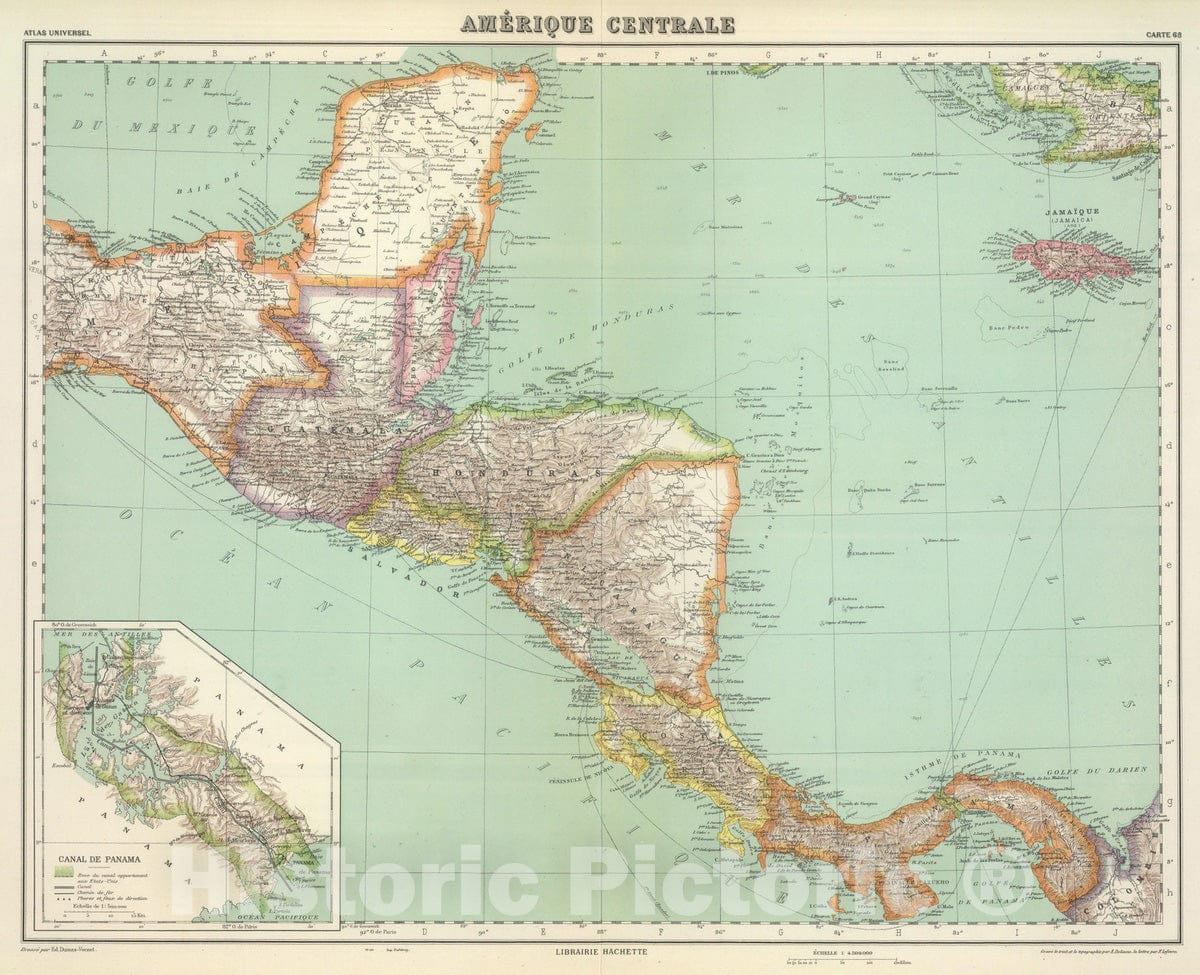 Historic Map : 1930 Amerique Centrale. - Vintage Wall Art