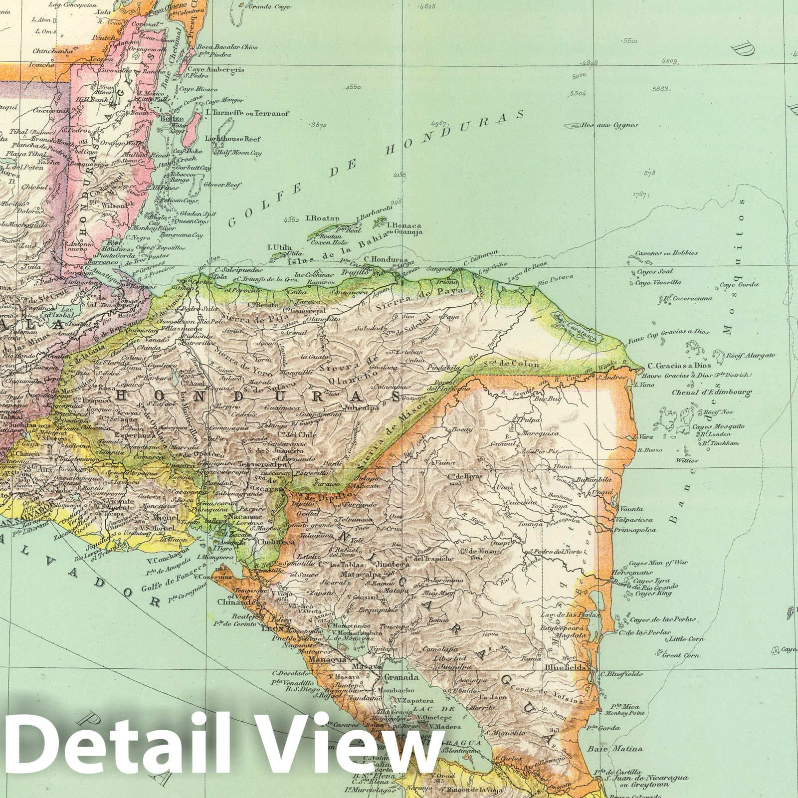 Central America - Canal Map, 1930 - Historical Atlas Reproduction