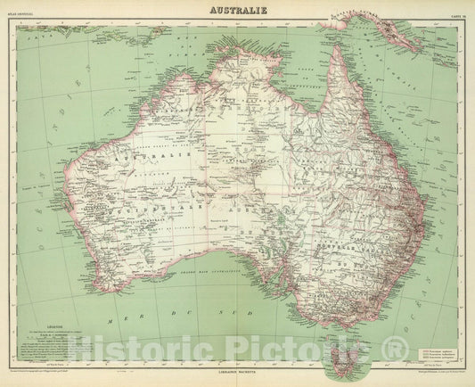 Historic Map : Australia, 1930 Australie. , Vintage Wall Art