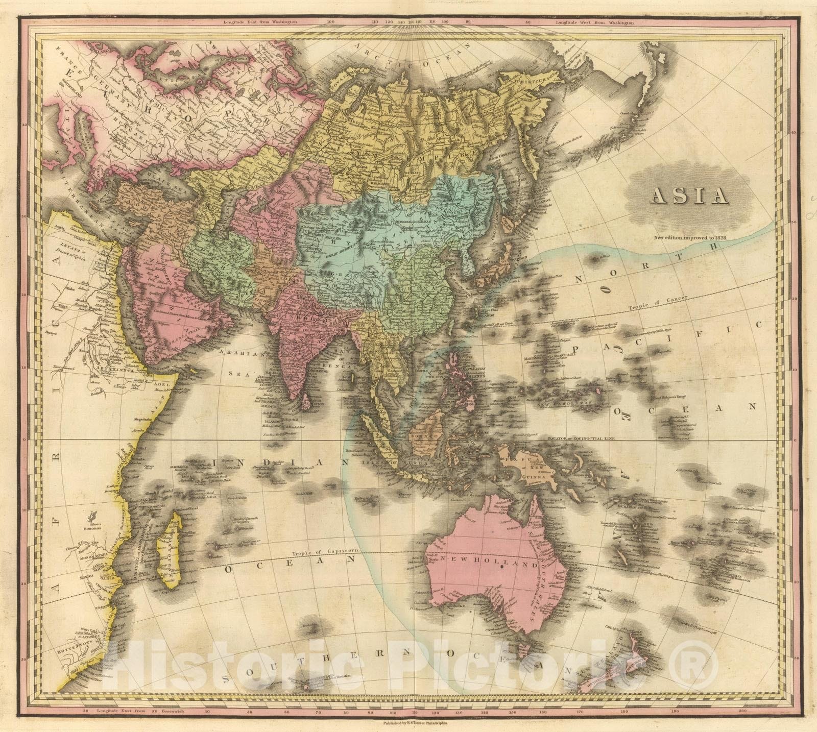 Historic Map : 1828 Asia. - Vintage Wall Art