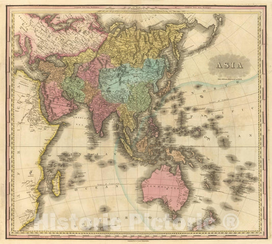 Historic Map : 1828 Asia. - Vintage Wall Art