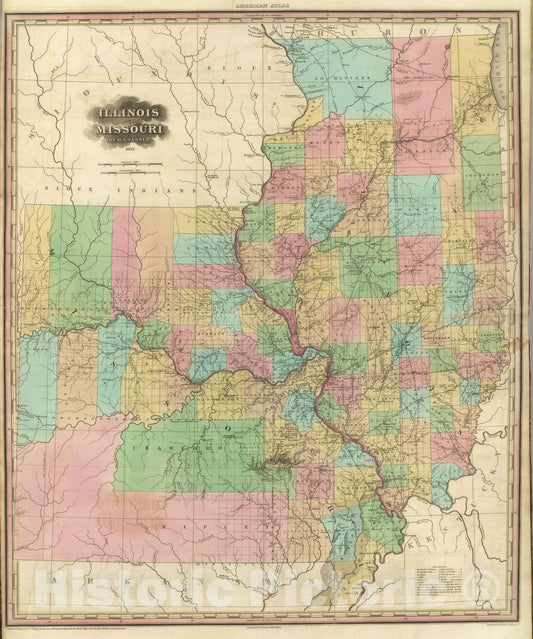 Illinois and Missouri - Railroad Map, 1833 - Tanner American Atlas