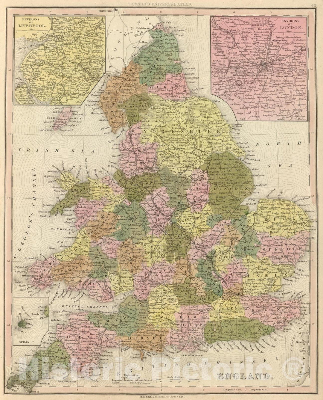 Historic Map : 1845 England. v1 - Vintage Wall Art