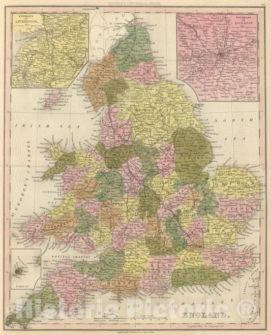 Historic Map : 1845 England. v1 - Vintage Wall Art