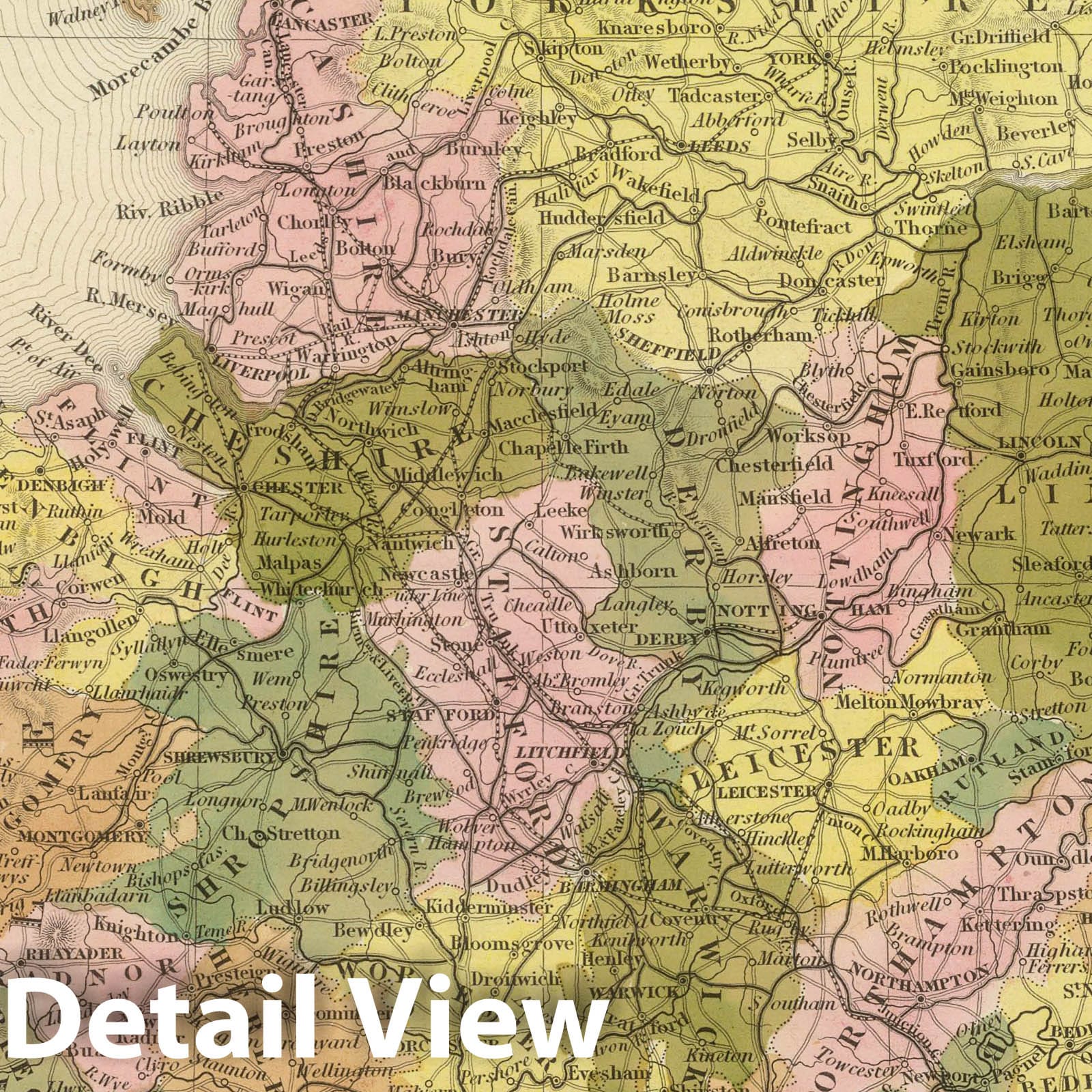 England and Wales - Railroad Map, 1845 - Historical Map Print
