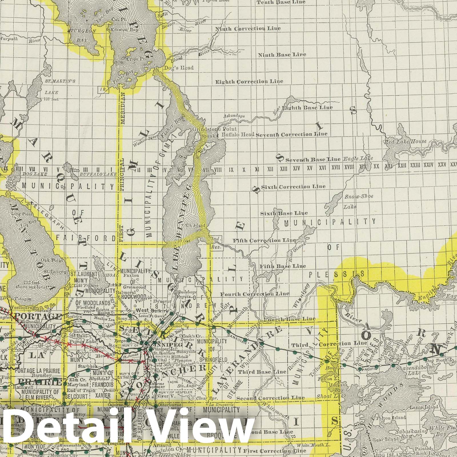 Manitoba - Railroad Map, 1889 - Historical Map Print