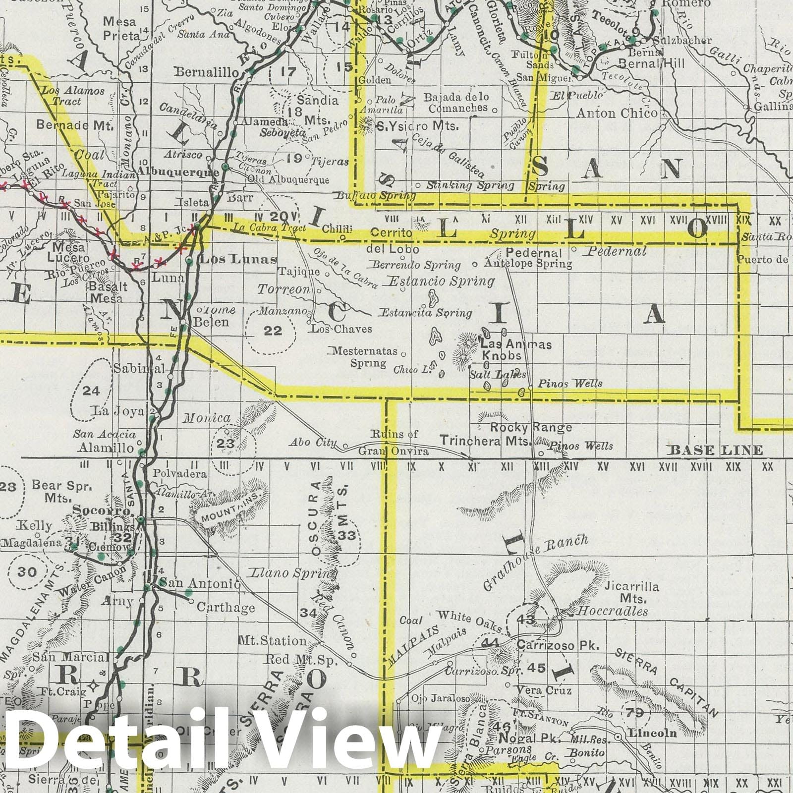 New Mexico - Railroad Map, 1889 - Historical Map Print