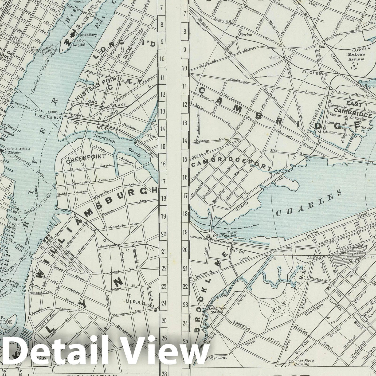 Boston and New York - Railroad Map, 1889 - Historical Map Print