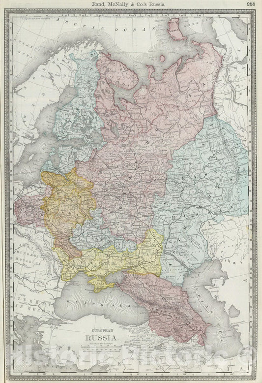 Historic Map : National Atlas - 1889 European Russia. - Vintage Wall Art