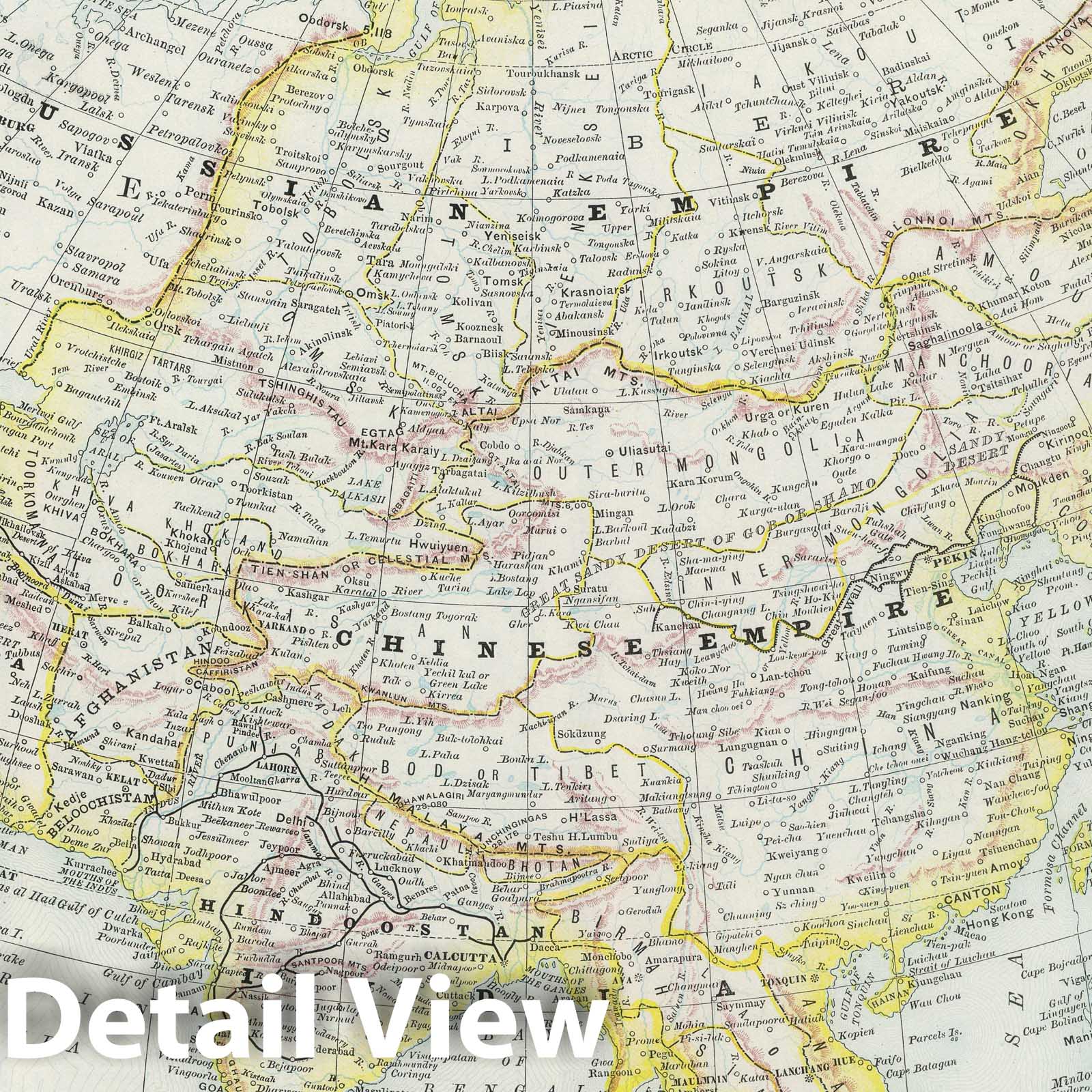 Asia - Railroad Map, 1889 - Rand McNally Historical Map Print