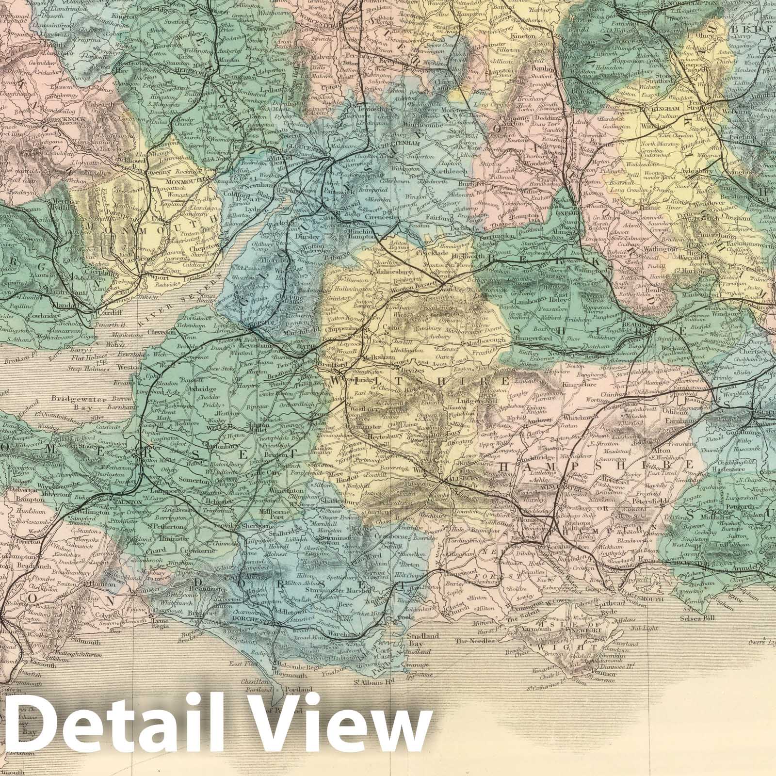 England and Wales - Railroad Map, 1854 - Historical Map Print