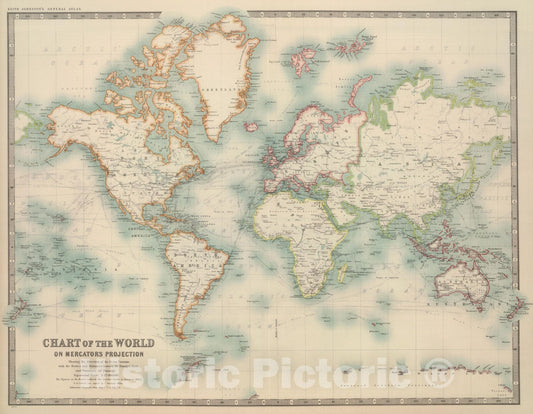 Historic Map : 1911 World on Mercators Projection. - Vintage Wall Art