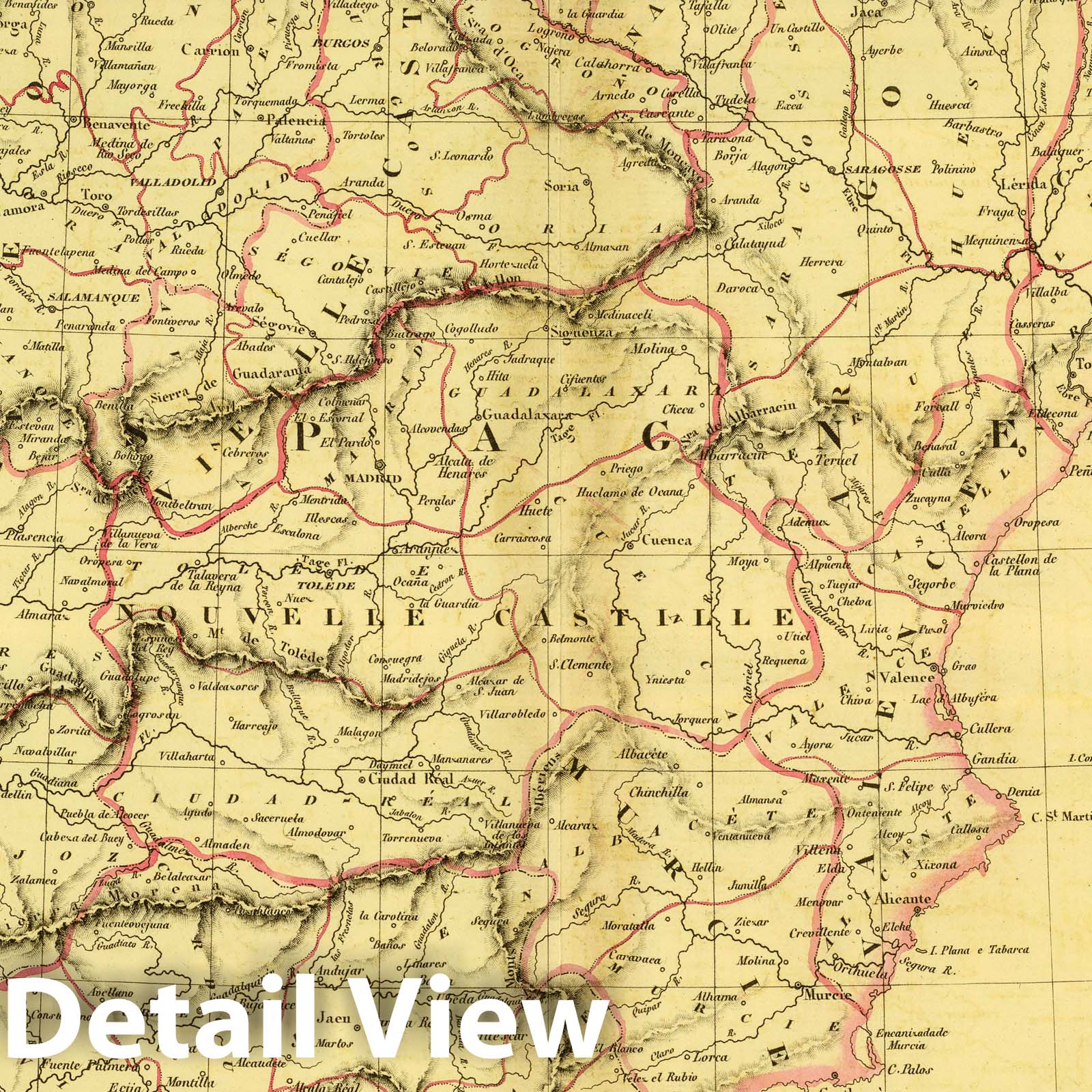 Historic Map : Portugal; Spain, 1837 Espagne et Portugal. v2 , Vintage Wall Art