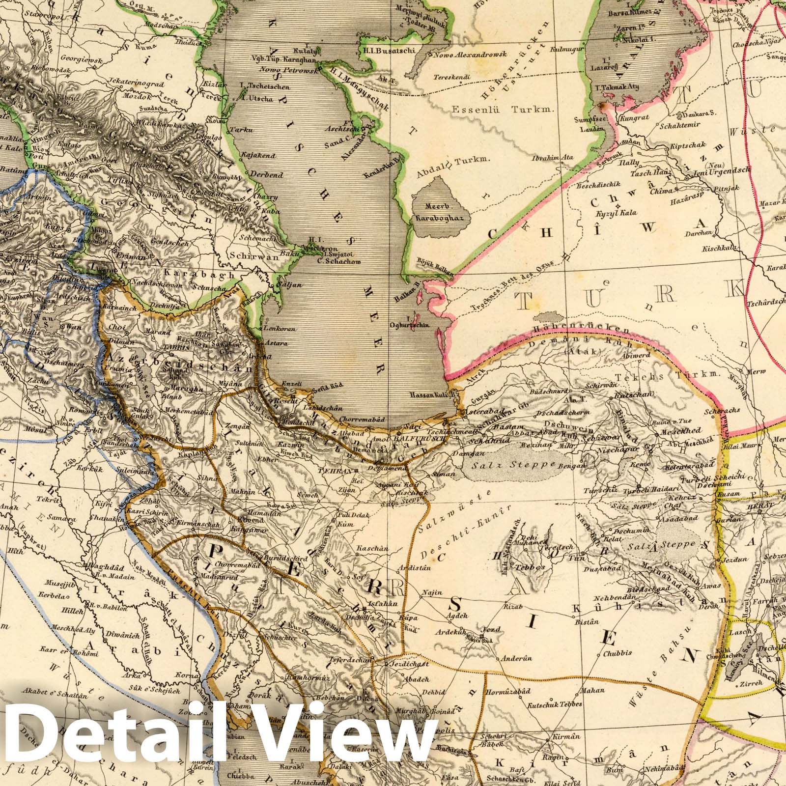 West Asia - Road Map, 1865 - Historical Map Print