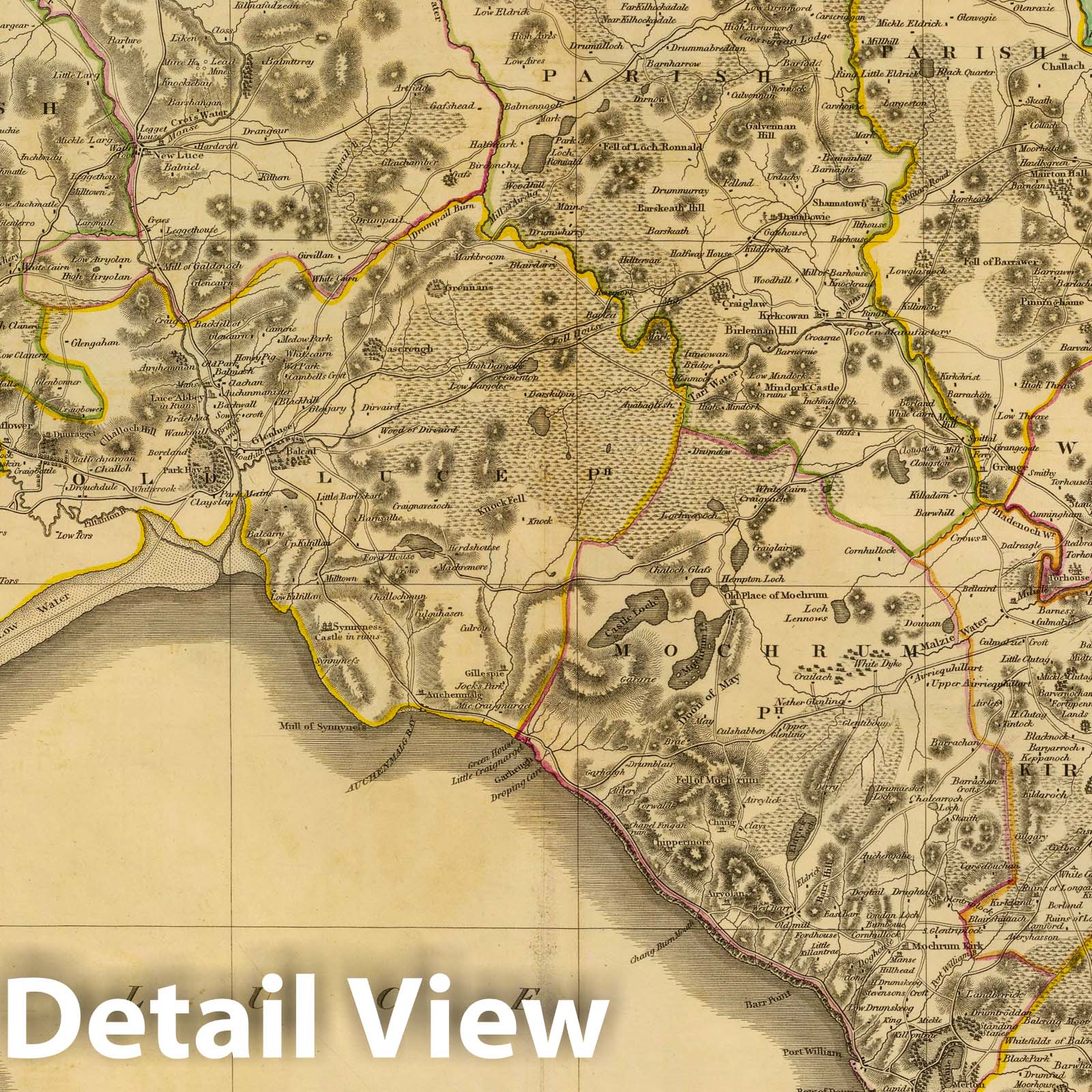 County of Wigton, Scotland - Road Map, 1832 - Historical Map Print