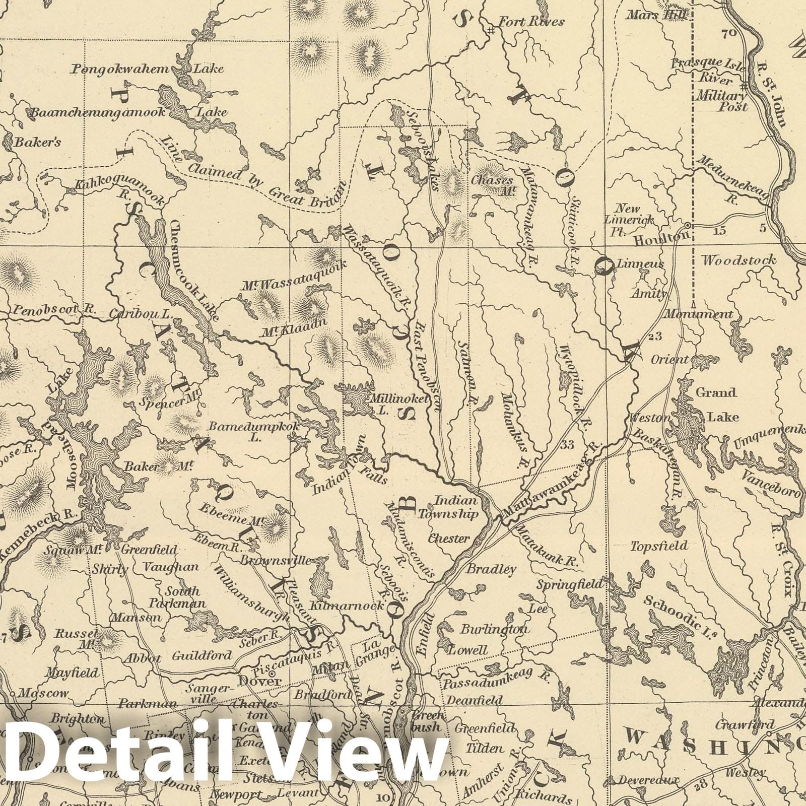 Maine - Railroad Map, 1848 - Historical Map Print