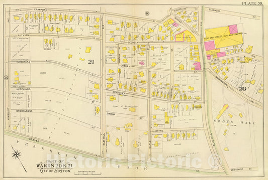 Historic Map : City Atlas - 1895 39. Ward 20-21. - Vintage Wall Art