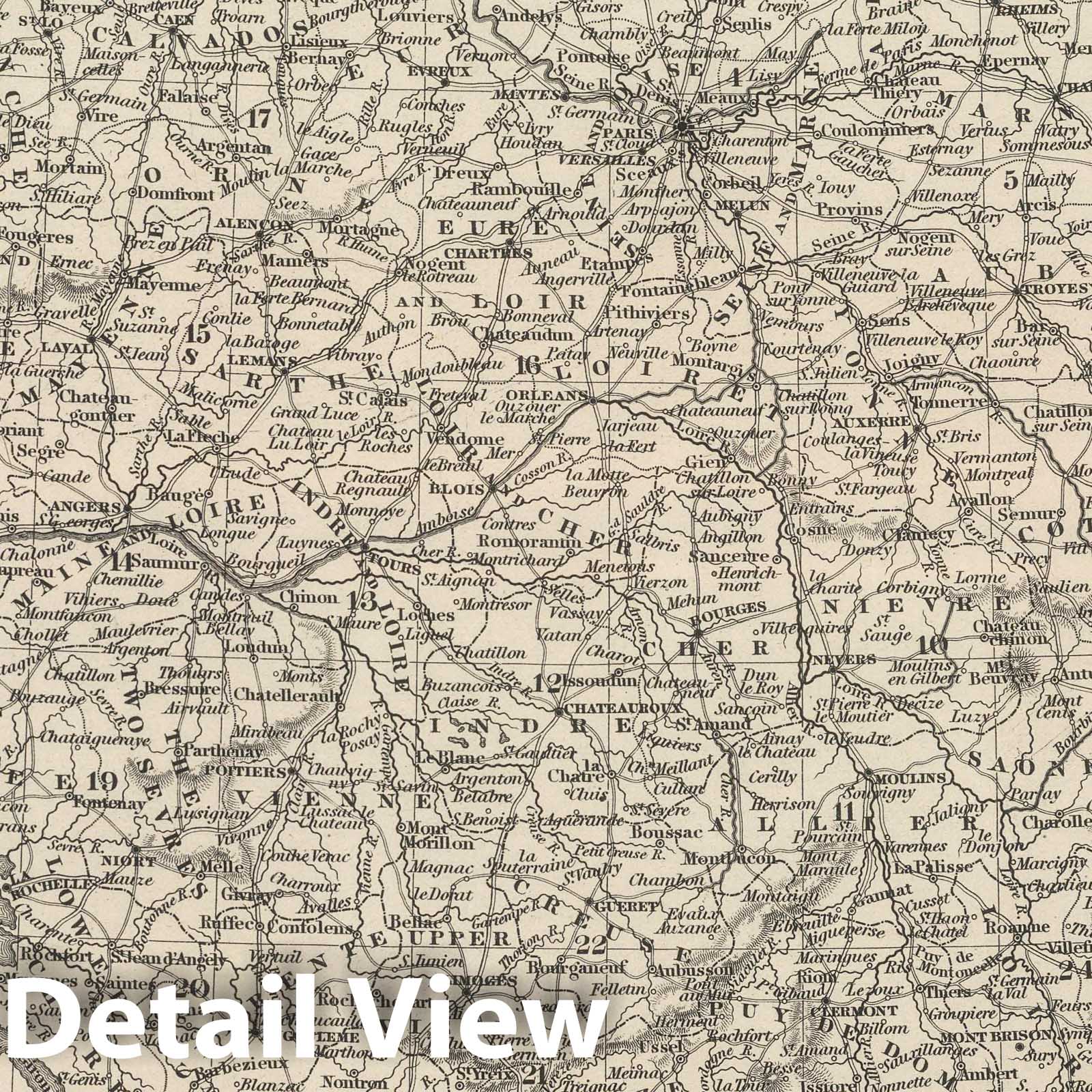 France, 1848 - Historical Map Print from Mitchell Universal Atlas