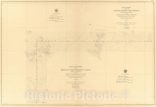 United States and Mexico Boundary - Plate No. 3, 1901 - Historical Map Print
