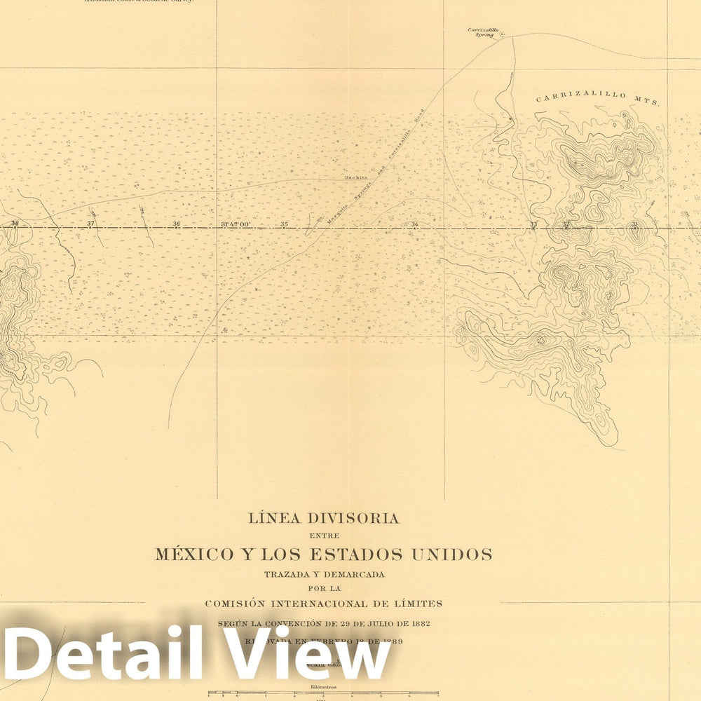 Historic Map : Mexico, Northern Mexico 1901 Linea Divisoria Entre Mexico Y Los Estados Unidos. No. 3. , Vintage Wall Art