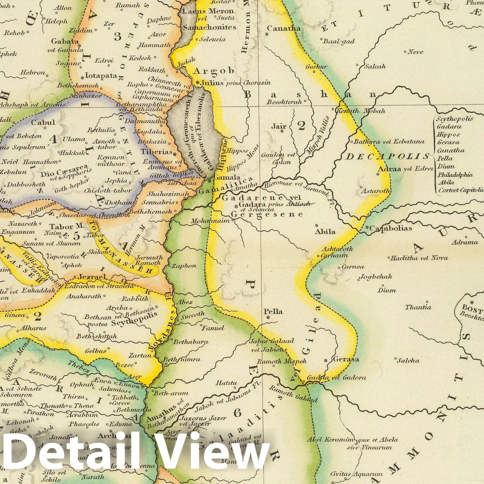 Ancient Palestine - Road Map, 1844 - Historical Map Reproduction
