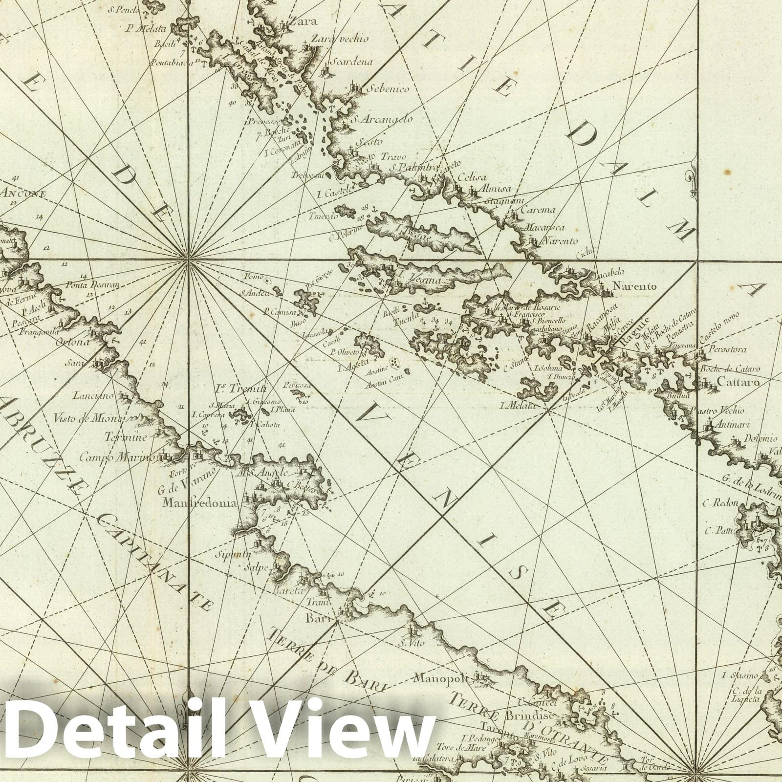 Adriatic Sea Nautical Chart, 1764 - Historical Map Print