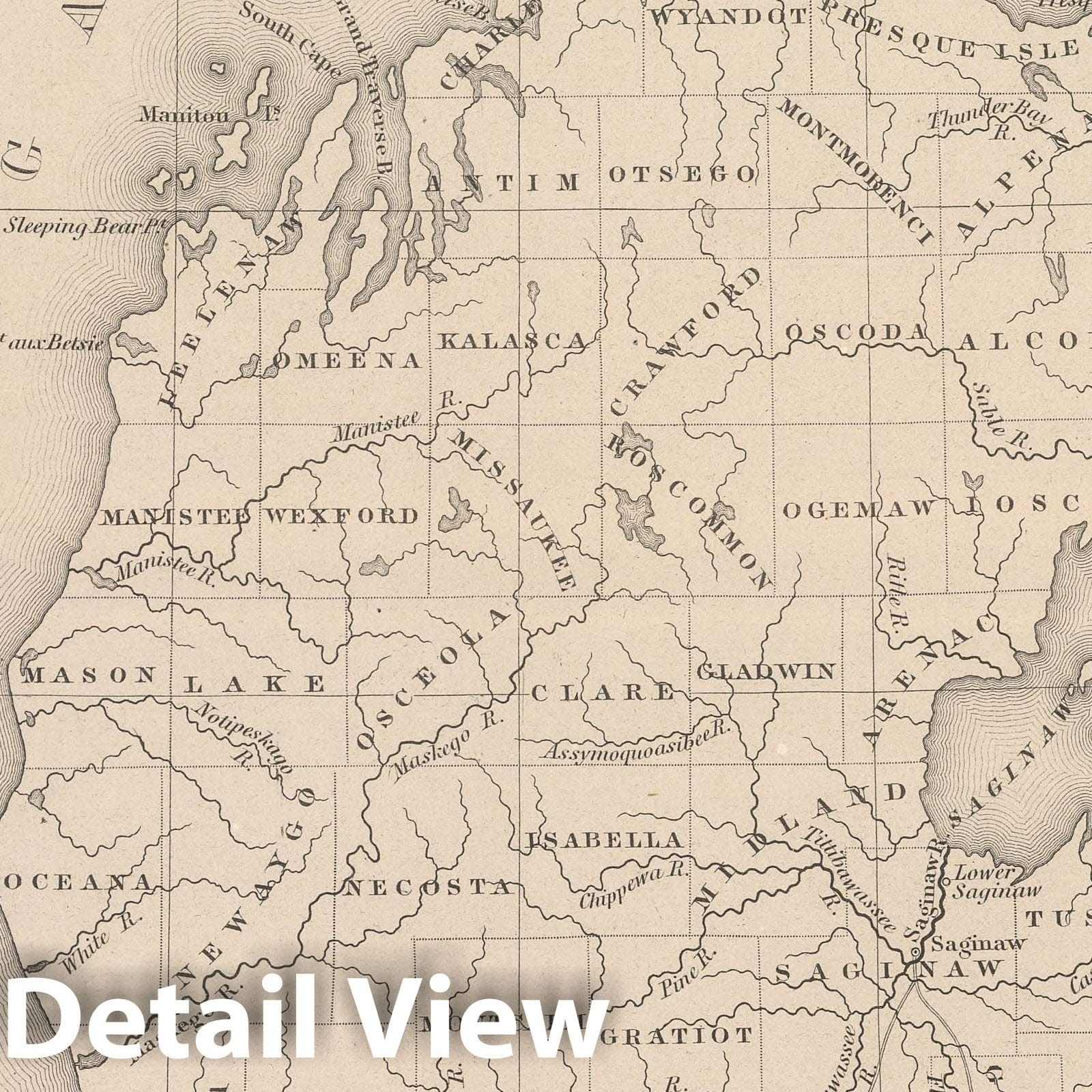 Michigan - Railroad Map, 1848 - Historical Map Print