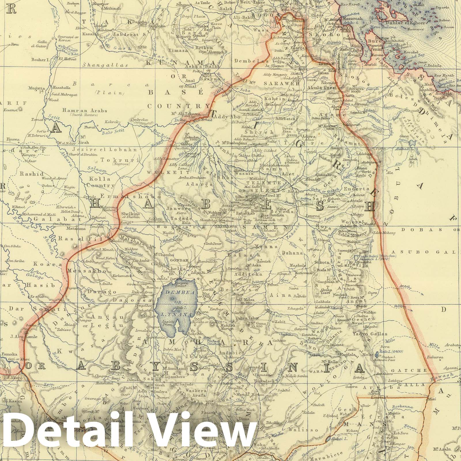 Upper Nubia and Ethiopia, 1879 - Historical Map Print