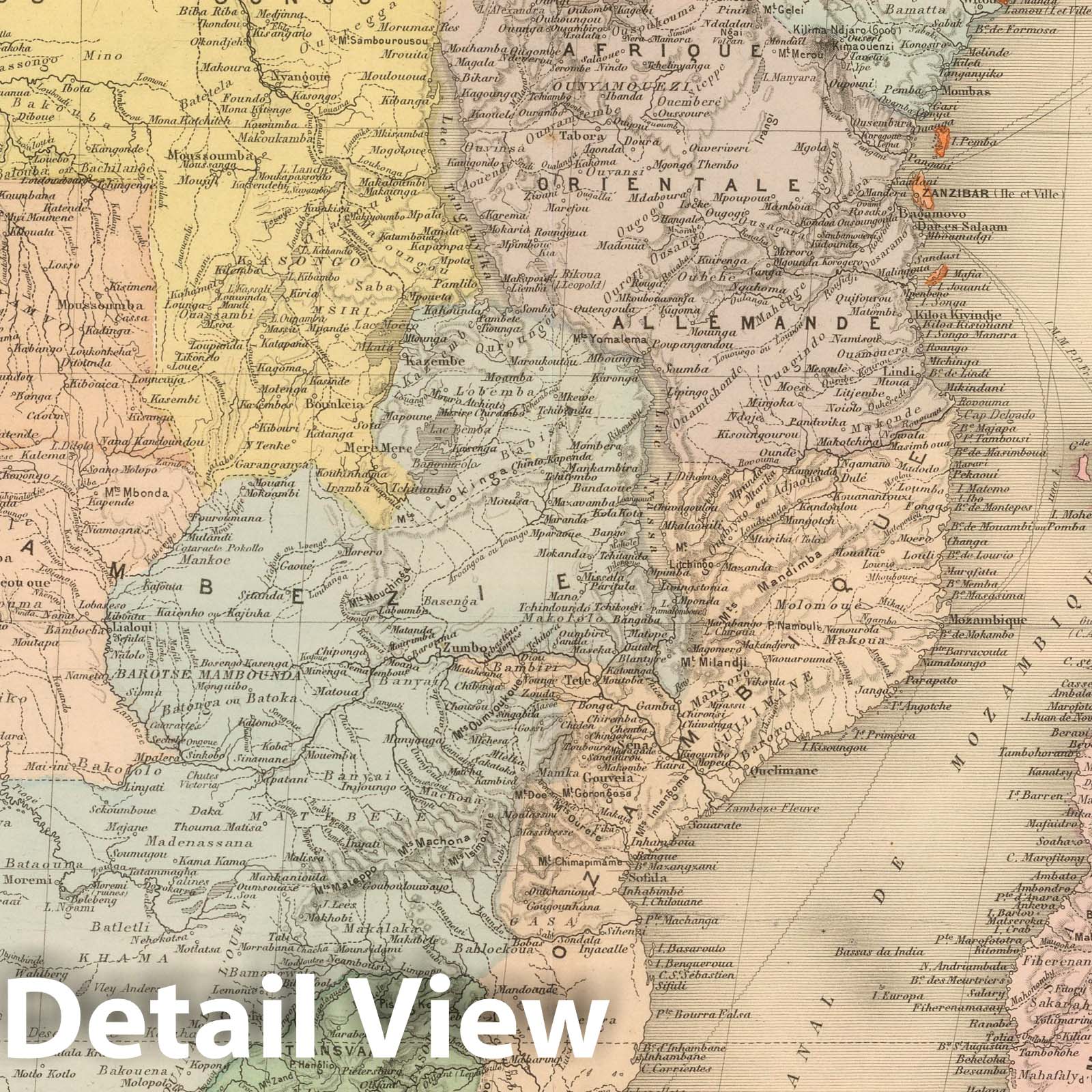 Southern Africa - Railroad Map, 1892 - Historical Map Print