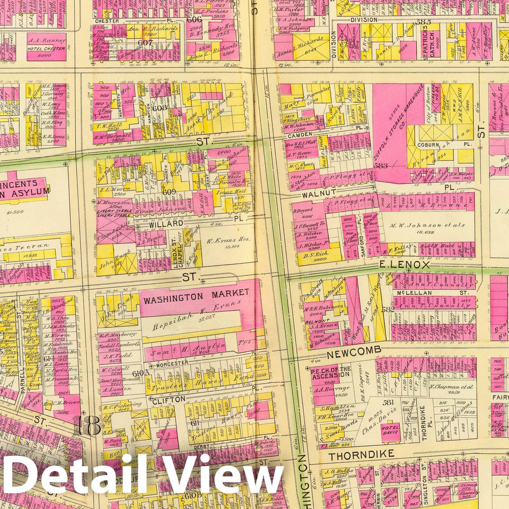 Historic Map : City Atlas - 1895 18. Wards 12, 17-18. - Vintage Wall Art