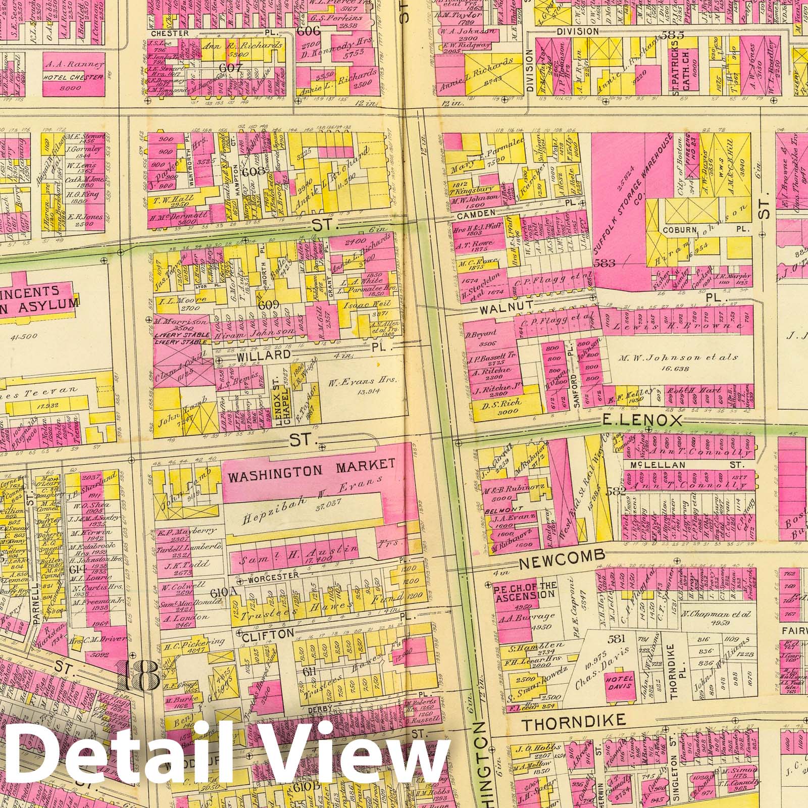 Boston, Wards 12, 17, and 18, Massachusetts, 1895 - Historical Map Print