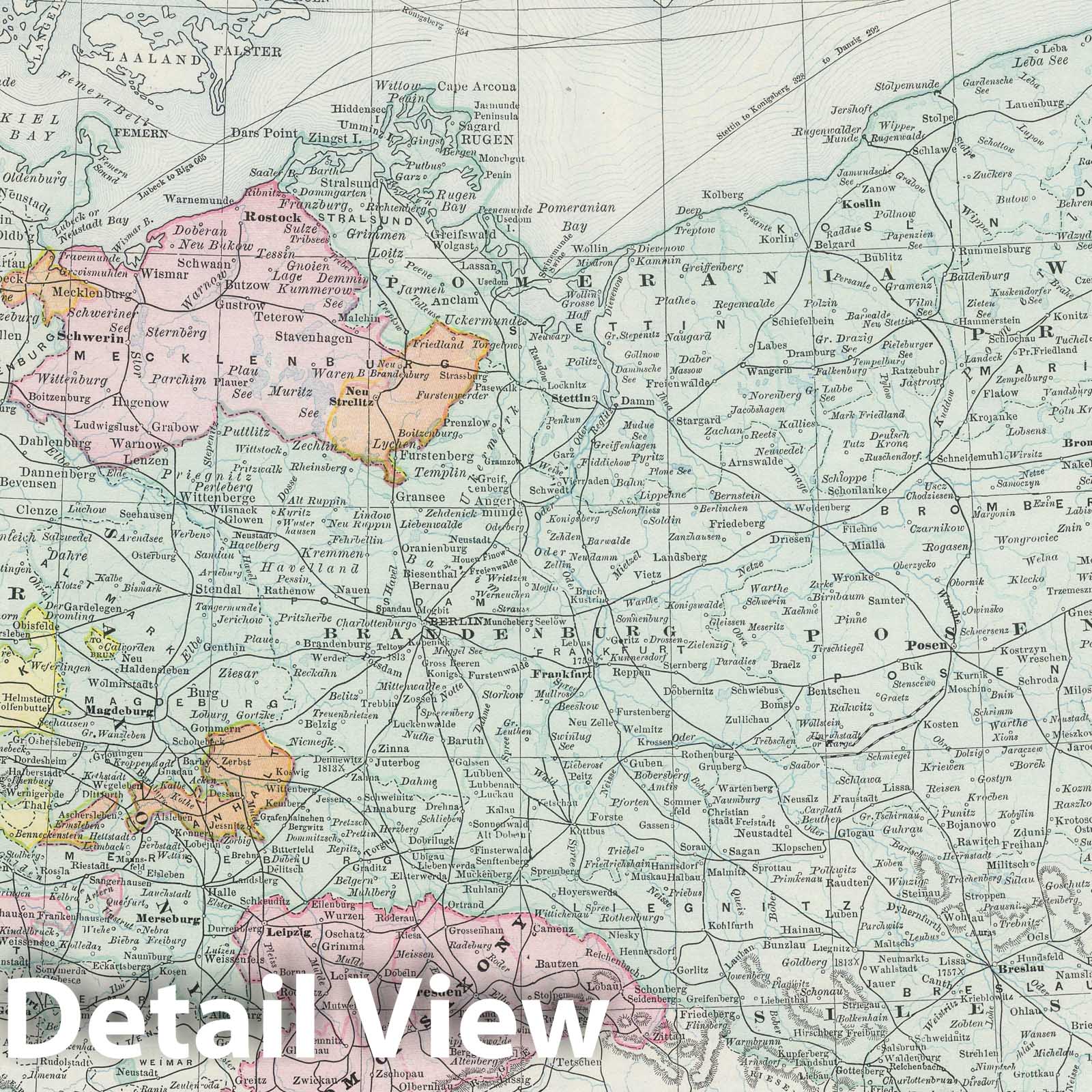 Germany and Poland, Northern Portion - Railroad Map, 1889