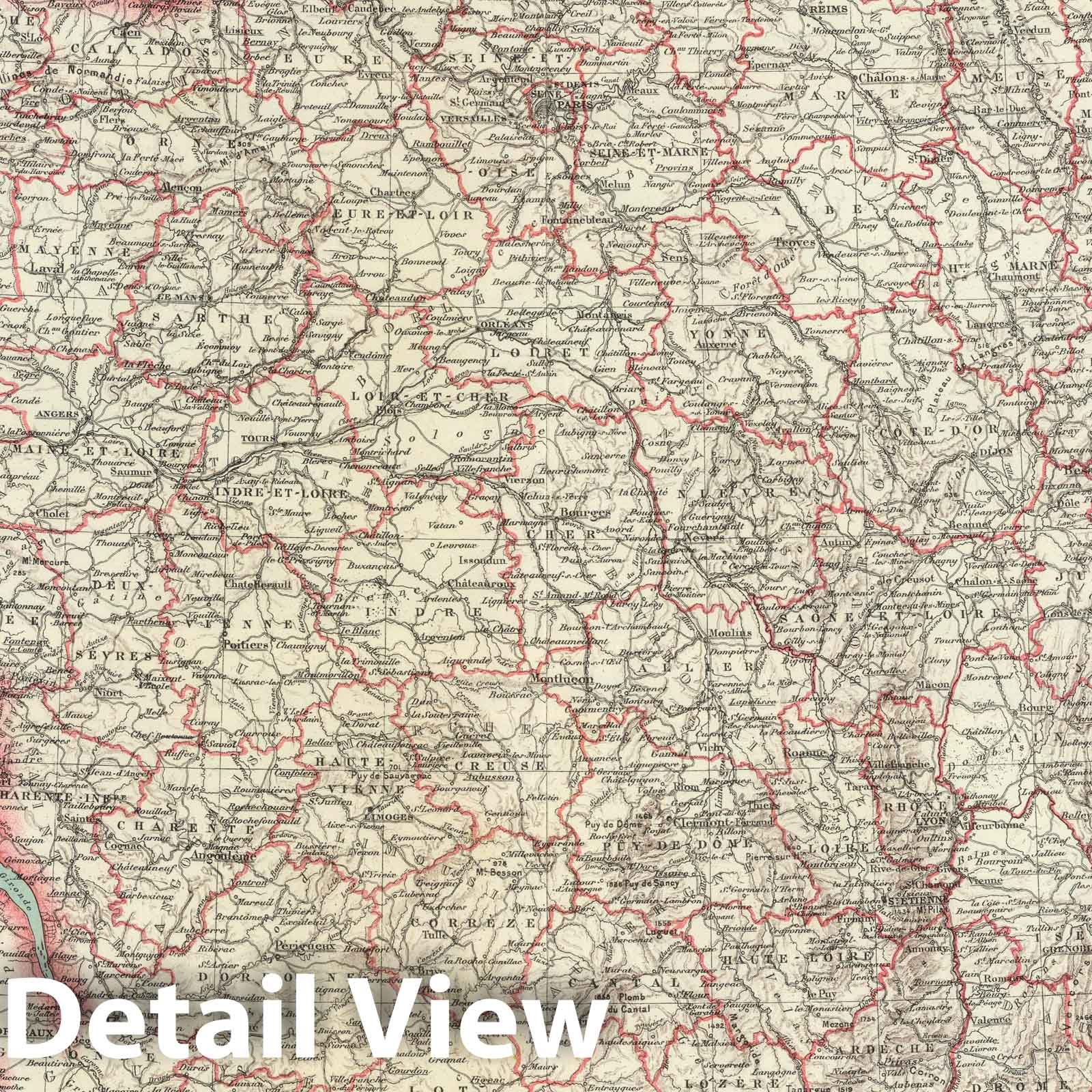 France Political Boundary Map 1935 - Historical Map Print