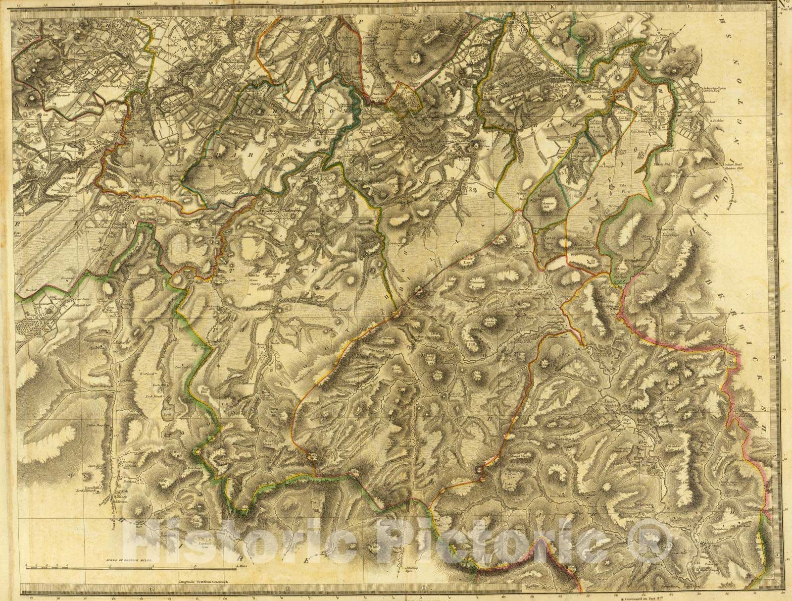 Historic Map : National Atlas - 1832 Edinburgh Shire 4 S. - Vintage Wall Art